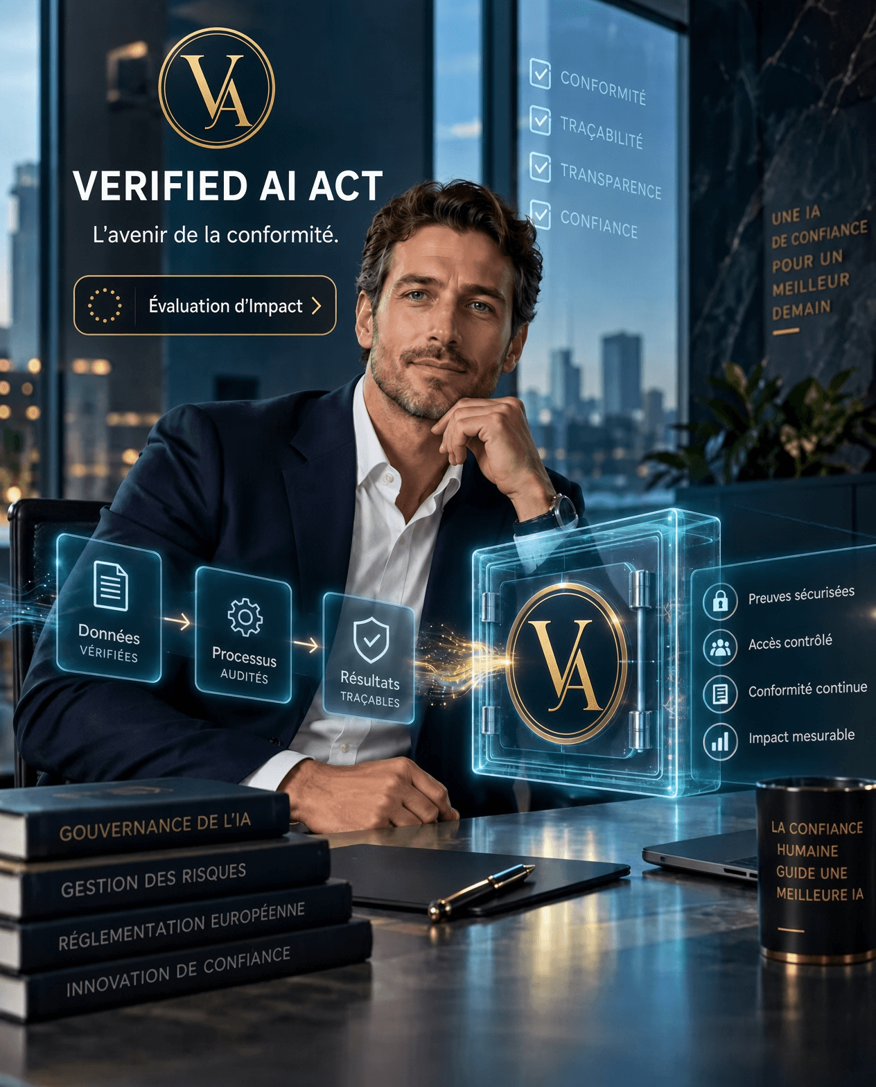 Équipe Verified AI Act examinant un tableau de conformité